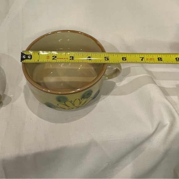 two 1970's Vintage Sunflower Soup Mug Chili Bowls Stoneware - Picture 12 of 12